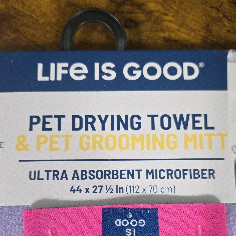 NWT Life is Good Pet Drying Towel & Grooming Mitt Set - Lavender Daisy